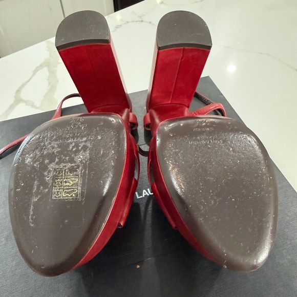 Saint Laurent Bold Red Platform Heels - Picture 6 of 6